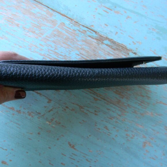 Tory Burch Marion BLACK PEBBLE LEATHER Envelope Continental Wallet - Picture 5 of 9